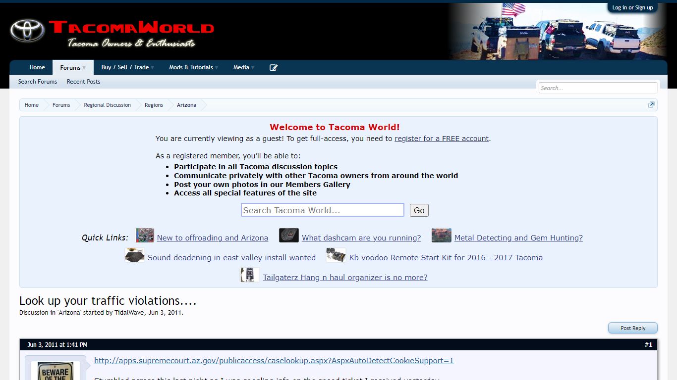 Look up your traffic violations.... | Tacoma World